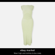 ebay正式场合气质名媛高级感洋气时尚超好看针织条纹收腰连衣裙子