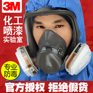 3m防毒面具6800化工喷漆专用全脸过滤式，防尘防毒气甲醛防护全面罩