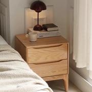 床头柜北欧简约现代储物柜实木家用卧室橡胶木小型收纳柜床边柜子