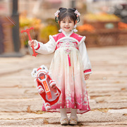 女童新年唐装儿童过年拜年服冬装加绒小女孩，中国风裙子汉服公主裙