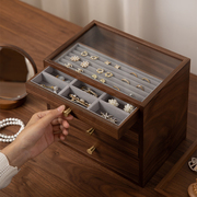 木质饰品收纳盒桌面，高级项链戒指，耳钉大容量多层抽屉式首饰盒
