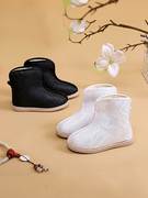 儿童男童汉服鞋子皂靴老北京布鞋绣花鞋中国风表演出古装长筒
