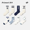 PRIMEET/派米袜子女秋冬季海军风条纹运动字母中筒袜创意插画长袜