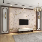 现代简约花鸟墙纸新中式，墙布客厅卧室，电视背景墙壁纸壁布影视壁画