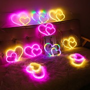 情人节礼物爱心霓虹灯造型，房间卧室浪漫布置彩灯led装饰灯小夜灯