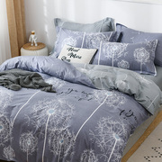 简约床上用品四件套斜纹纯棉，全棉180x220被套床单，1.8x2.2m床笠2米