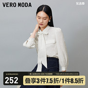 Vero Moda衬衫2024春夏蝴蝶结七分泡泡袖丝带通勤优雅女人