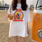 夏季2024韩版情侣装小众上衣，设计感中长款短袖，t恤女ins潮体恤