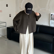 韩版气质双面羊毛呢大衣，短款小个子单排扣羊绒外套女23年秋冬加厚