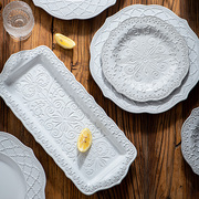 非凡生活西餐牛排餐盘欧式专用餐具高级陶瓷家用套装长方形盘子