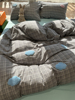 水洗棉毛巾绣小云朵蓝色床上四件套1.5m1.8少女全棉床单被套刺绣