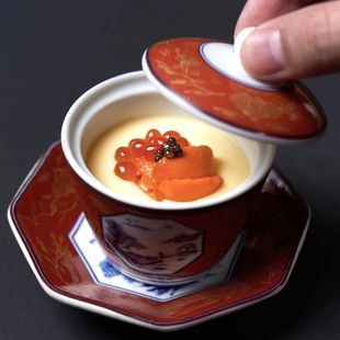 日本怀石会席板前料理陶瓷餐具带盖蛋盅汤盅鳕鱼白籽茶碗蒸炖盅碗