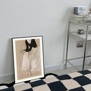 黑白优雅芭蕾女郎装饰画，卧室床头靠墙床尾斗柜电视桌面摆画客厅