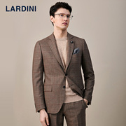lardini窗格纯羊毛商务西服，男职业通勤正装新郎，婚礼结婚西装套装