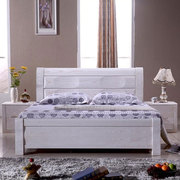 全实木床水曲柳实木，1.81.5米双人床白色现代简约高箱储物床婚床