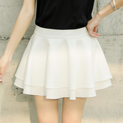 裙子女半身裙韩版白色，不规则雪纺高腰短裙裤裙，a字裙裙裤半裙