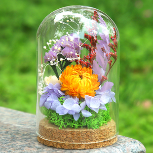 母亲节永生花diy材料包手工(包手工，)摆件干花玻璃罩装饰花盒花束礼物