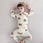 宝宝家居服套装儿童衣服ins风秋款分体两件套0-1岁婴儿睡衣秋冬季