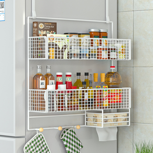 冰箱置物架侧面边收纳架厨房用品多层保鲜膜调料瓶免打孔侧壁挂架