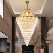 2024复式楼水晶大吊灯，客厅简约现代个性别墅，奢华挑空餐厅灯具