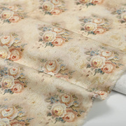 川水品牌 纯棉布料复古法式油画玫瑰花卉维多利亚风服装拼布手工