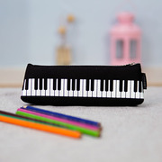 台湾音符钢琴帆布创意三角黑色，底键盘乐器收纳便携学习用品笔袋