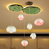 现代新中式荷花吊灯客厅餐厅，卧室过道楼梯，创意艺术中国风莲花灯饰