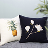 刺绣沙发抱枕玉兰菠萝棉麻，靠枕北欧中式现代抱枕套客厅靠垫枕套