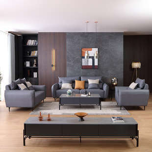 北欧轻奢沙发仿真皮多人组合沙发意式简约客厅布艺家具一件