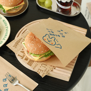 汉堡包装纸三明治防油一次性食品级，煎饼打包三文治饭团，手抓饼纸袋