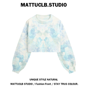 MATTUCLB丨自制短款毛衣女秋长袖薄款宽松设计感小众套头针织上衣