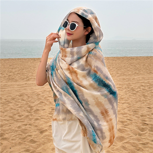 民族风夏季沙漠旅游防晒披肩，海边沙滩丝巾，薄款度假围巾披肩百搭女