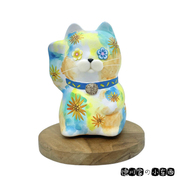 日本 匠人手工 花朵眼睛 向日葵 招财猫 好运招福 可爱 摆件