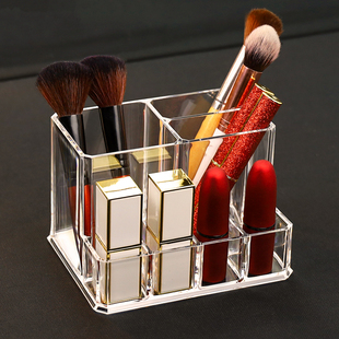 透明亚克力化妆刷桶眉笔筒桌面多格物品收纳盒口红整理盒简约