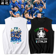 欧洲杯意大利夺冠国家队纪念无袖，t恤衫男女足球迷，博努奇纯棉背心