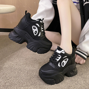 欧洲站小个子熊猫松糕鞋女2023秋季内增高10cm女鞋厚底休闲运动鞋