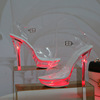 1099-F 34-43性感超高跟鞋发光细跟防水台凉鞋透明模特水晶鞋婚鞋