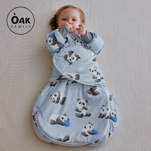 Oak Family新生婴儿一体式防惊跳睡袋加厚儿童秋冬款男女宝宝睡袋