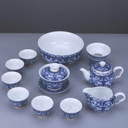 青花瓷茶具套装家用客厅功夫茶复古杯小套简约高档满彩泡茶壶盖碗