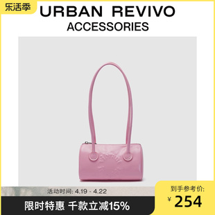 URBAN REVIVO2024夏季女士糖果色圆筒单肩包UAWB40239