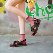 袜子女糖果色彩色中筒袜夏季薄款水晶丝短袜日系韩版女生玻璃丝袜