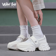 walkershop网面老爹鞋轻便增高厚底小个子，透气跑步鞋女鞋运动鞋