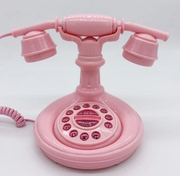 个性酒店复古电话机卡通，有线座机粉色，可爱家用电话机可做道具拍摄