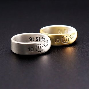 原创莫比乌斯环戒指做旧指环，雕刻数字项链，男女情侣款潮流时尚
