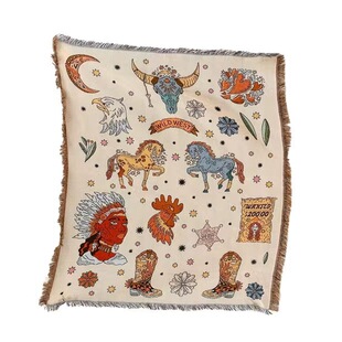 节日装饰挂毯户外露营毯针织毯动物图案休闲毯沙发毯多用盖毯