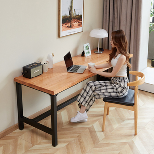 h型设计实木电脑桌台式简约现代家用书桌，卧室学习桌办公桌工作台
