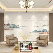 新中式黑白山水电视背景墙壁纸意境水墨客厅沙发影视墙布定制