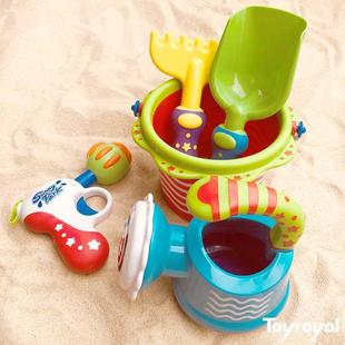 日本Toyroyal皇室沙滩玩具套装宝宝戏水洗澡花洒水桶水挖沙工具