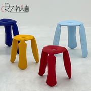 液态皮工艺气球凳不锈钢，椅靠背金属椅子，北欧设计师轻奢彩色小凳子