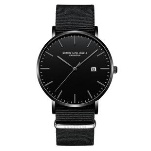 卡诗顿石英表黑色简约6mm超薄手表，男士钢带布带，学生防水机械男表